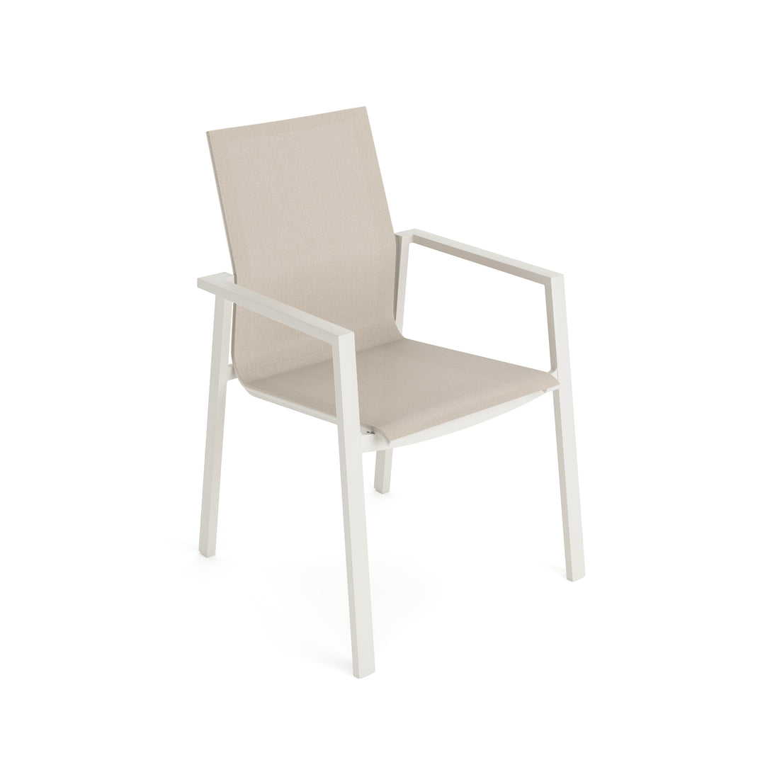 Beja stapelbare tuinstoel in beige aluminium en beige batyline
