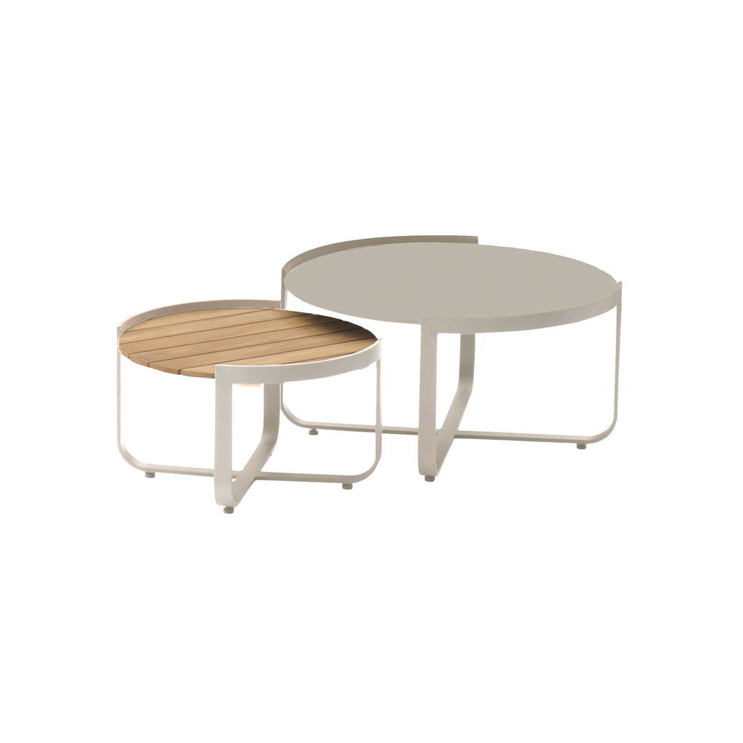 Bloom koffietafel in beige aluminium set van 2