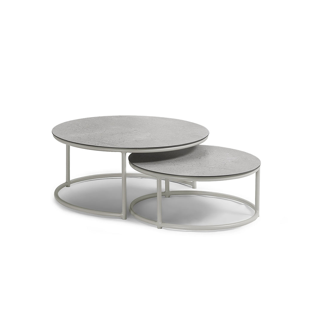 Bonito loungetafels (2st) in beige aluminium en keramiek
