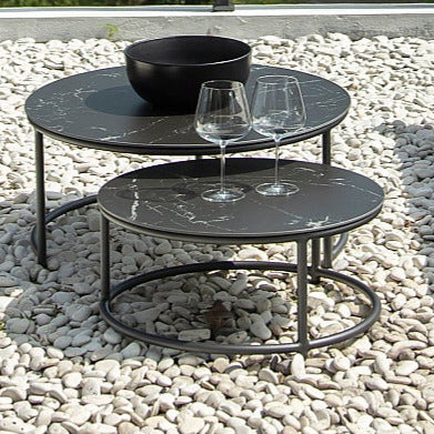 Bonito loungetafels (2st) in antracite aluminium en keramiek