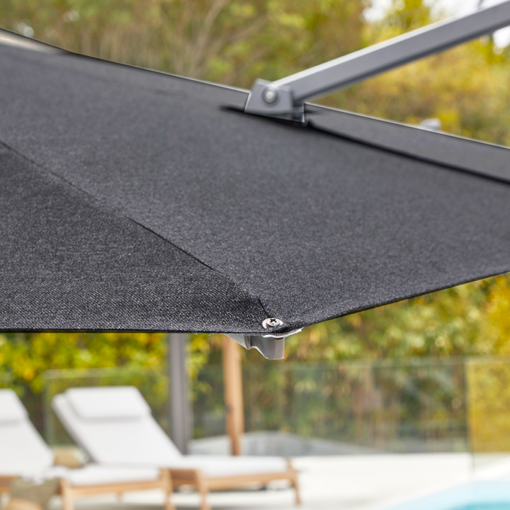 Monaco Floating parasol 300x300 Sunbrella parasol + base + cover charcoal 