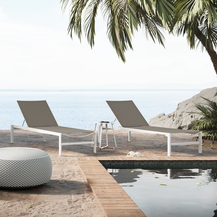 Mauritius Lounger White | Taupe