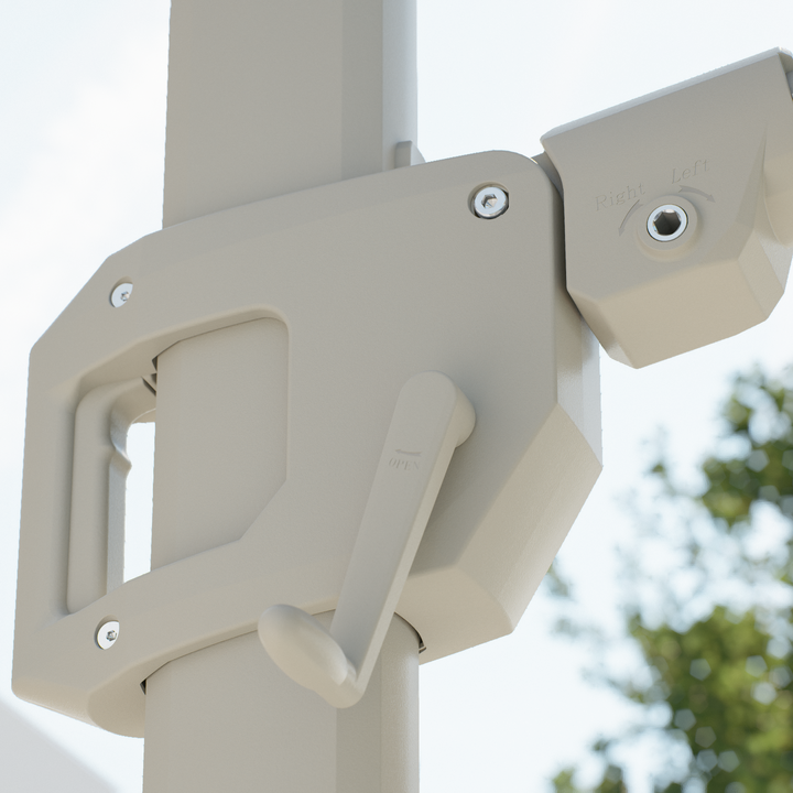 Mallorca LED zweefparasol beige frame en zandkleurige parasoldoek + voet + beschermhoes