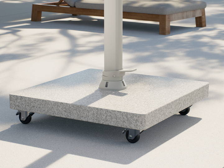 Mallorca LED zweefparasol beige frame en zandkleurige parasoldoek + voet + beschermhoes