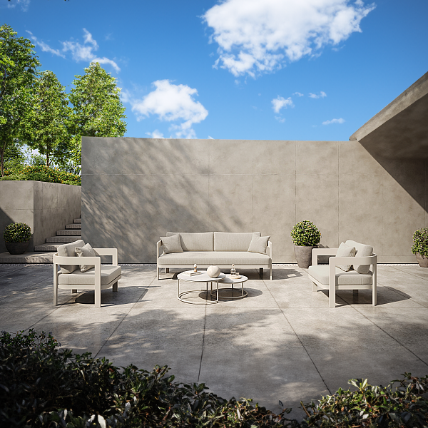 Domani loungeset in beige aluminium en all-weather kussens