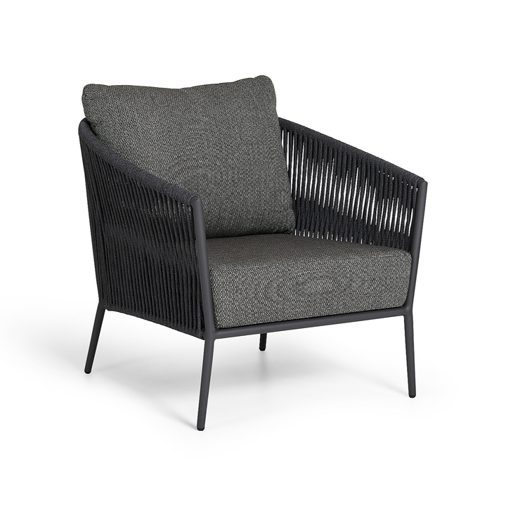 Fortuna 1-zit loungezetel in charcoal aluminium en all-weather kussens
