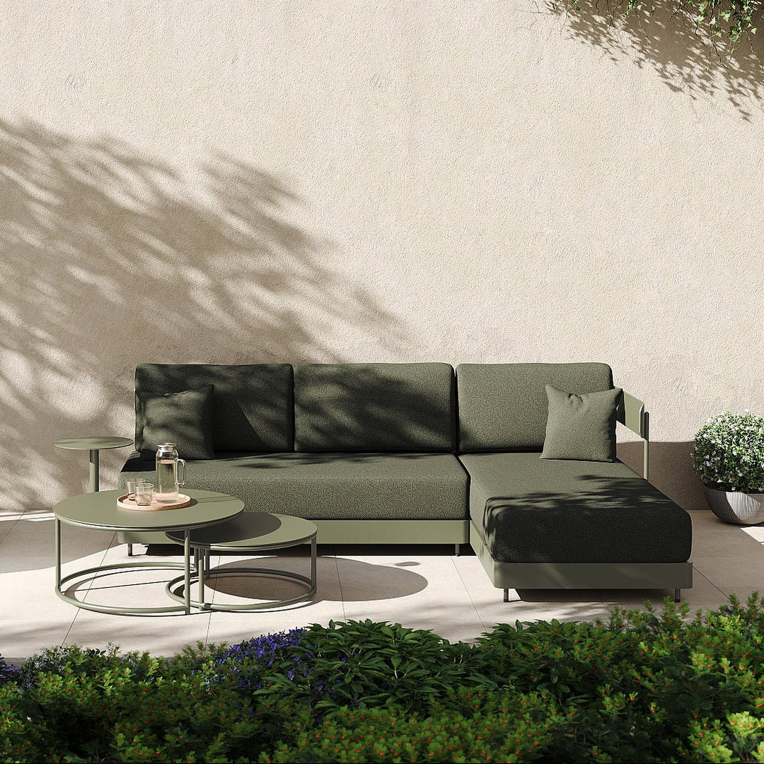 Lounge Senso en aluminium vert avec coussins toutes saisons