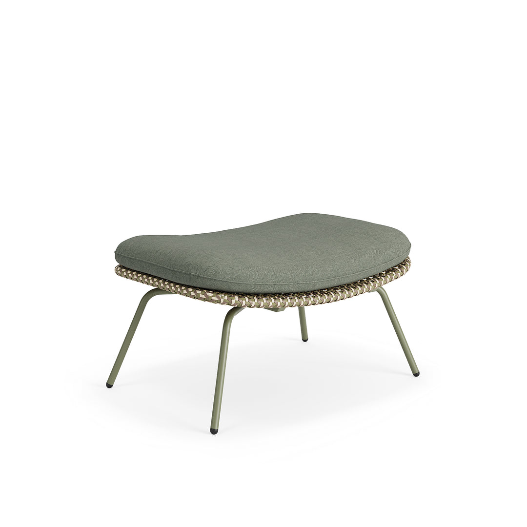 Phil footstool green matte wicker forest