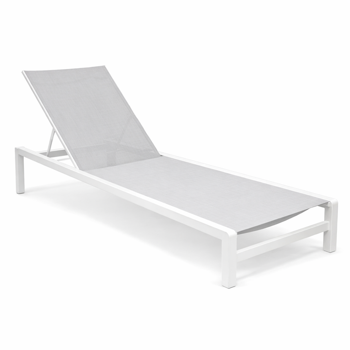Mauritius sunbed with white aluminum and light gray textylene