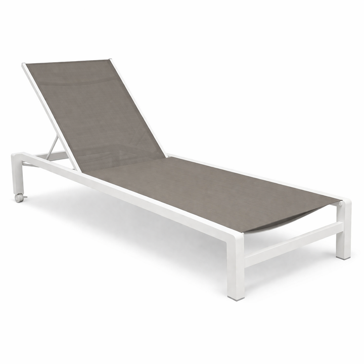 Mauritius ligbed met wit aluminium en taupe textylene