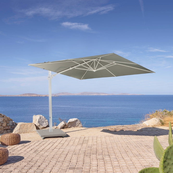 Monaco Floating parasol 300x300 Sunbrella parasol + base + cover | white/light gray