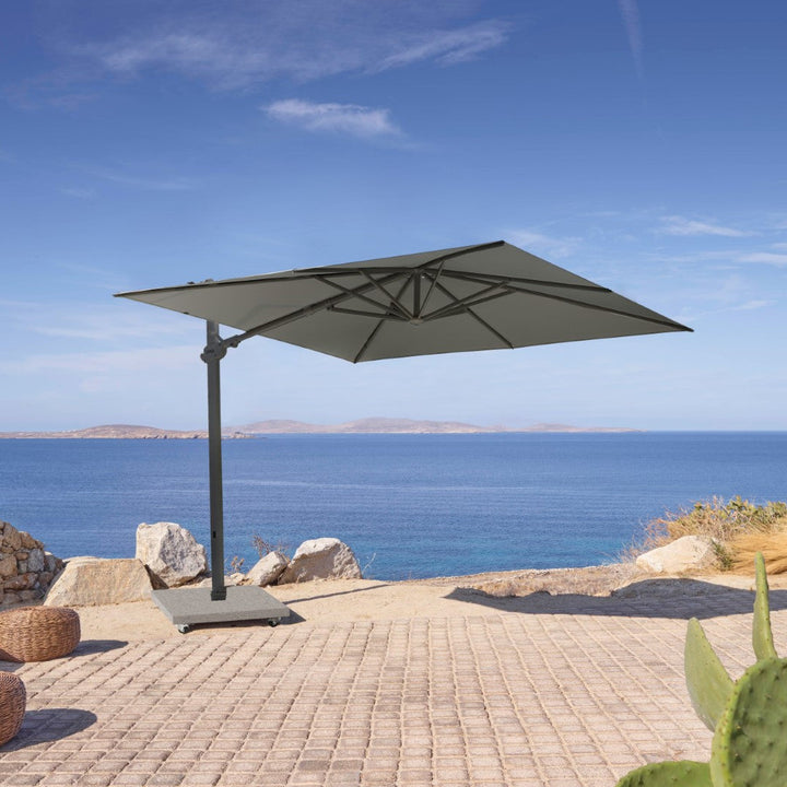 Monaco Floating parasol 300x300 Sunbrella parasol + base + cover | black/charcoal