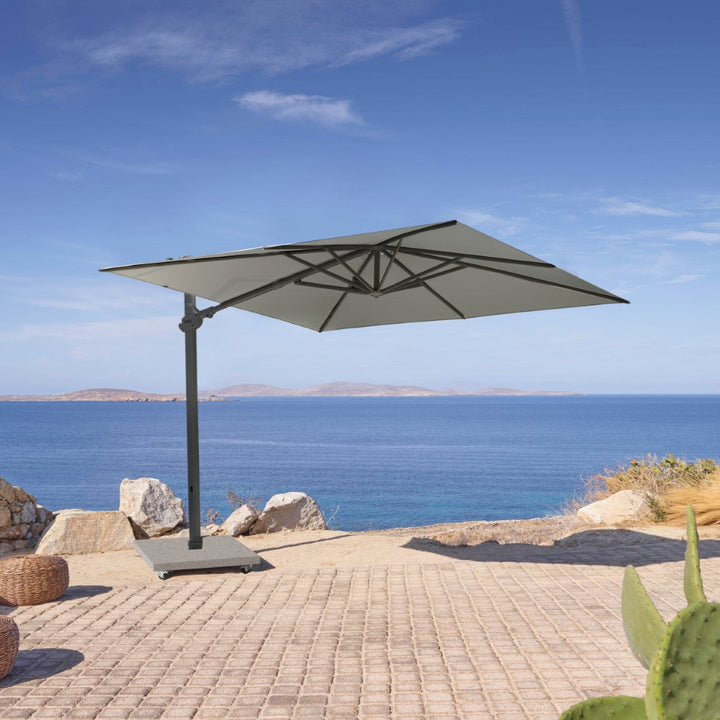 Monaco Zweefparasol 300x300 Sunbrella | parasol+voet+hoes | zwart / stone