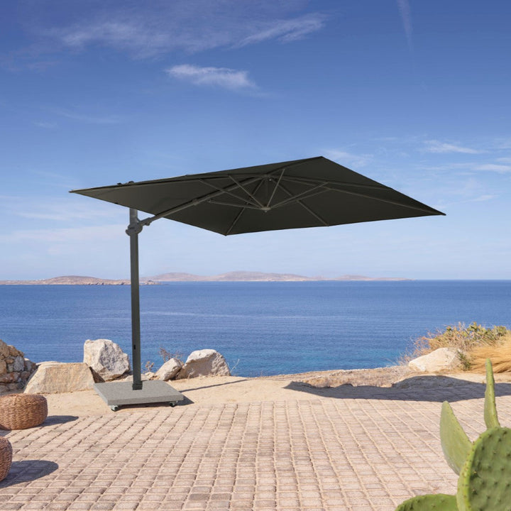 Monaco Zweefparasol 300x300 Sunbrella parasol+voet+hoes | zwart/zwart