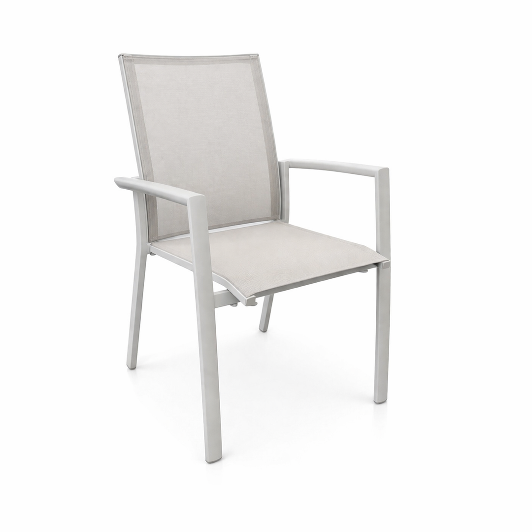 Sevilla stapelbare tuinstoel in beige aluminium