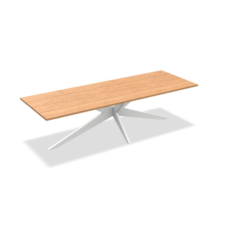 Yate garden table 280x100 white aluminum frame and teak tabletop