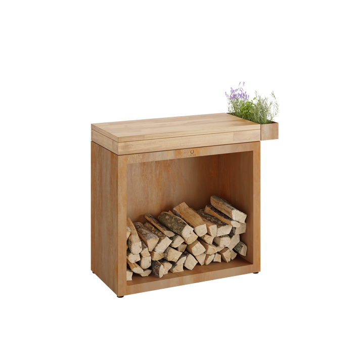 Ofyr Butcher block storage 90 corten teak wood