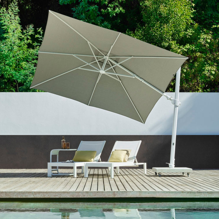 Monaco Floating parasol 300x300 Sunbrella parasol + base + cover | white/light gray