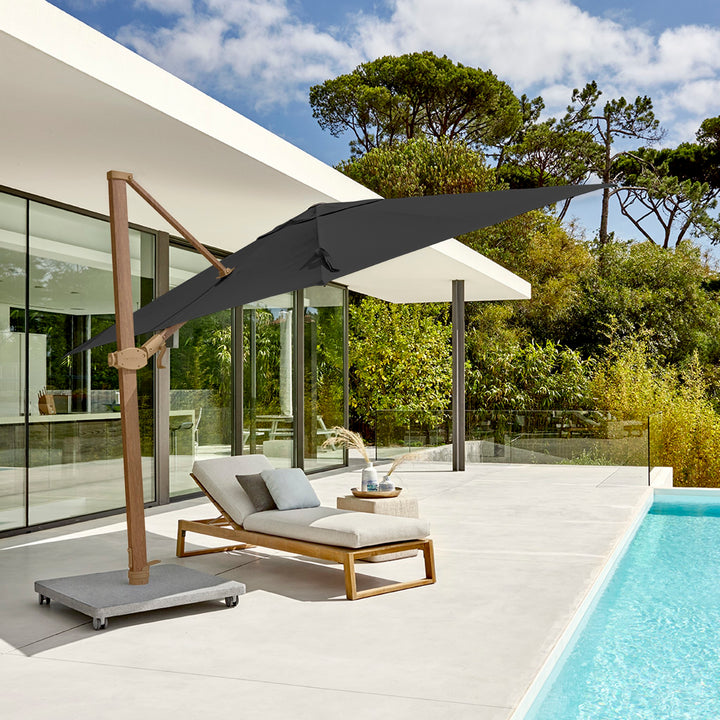 Antego parasol 300x300 sunbrella Teak / Solid black