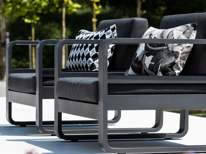 Reno loungeset in antracite aluminium en donkergrijze all-weather kussens