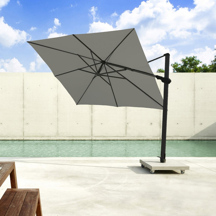 Monaco Floating parasol 300x300 Sunbrella parasol + base + cover | black/charcoal