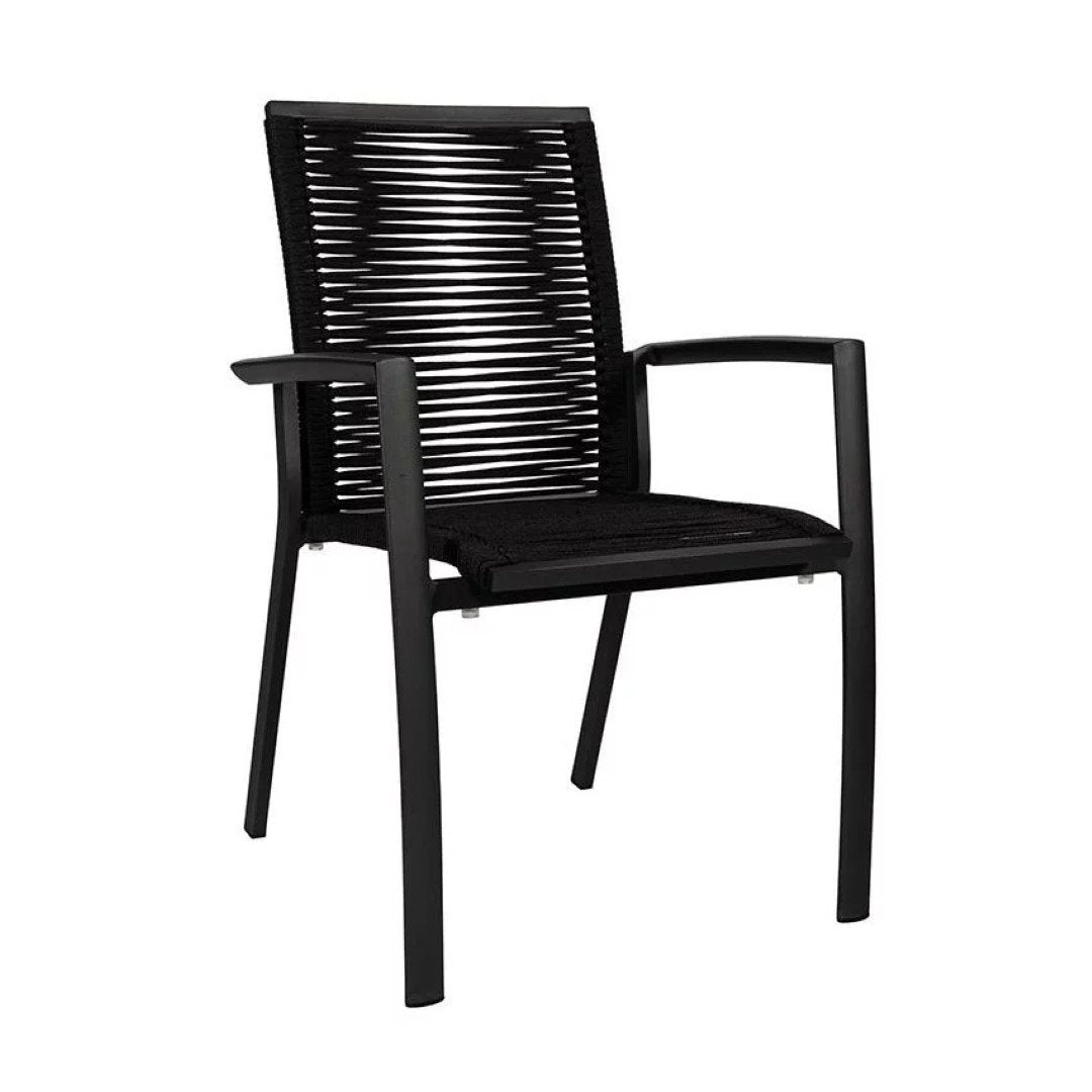 Sevilla garden chair in anthracite aluminum and anthracite straight woven round rope